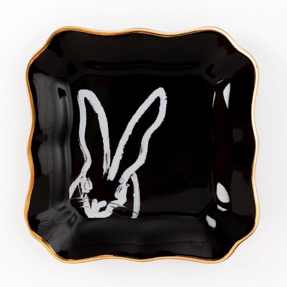 2 Artist Hunt Slonem designed Bunny Portrait plates-  set of 2